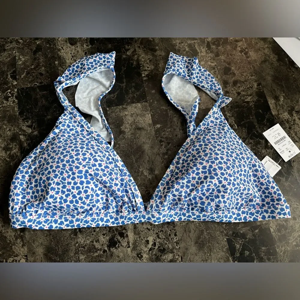 Bundle J Crew Women's Patterned Bikini Top Beach Blue Size XL Set of 2